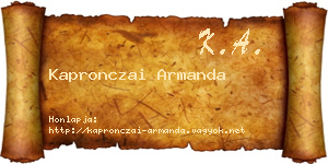 Kapronczai Armanda névjegykártya
